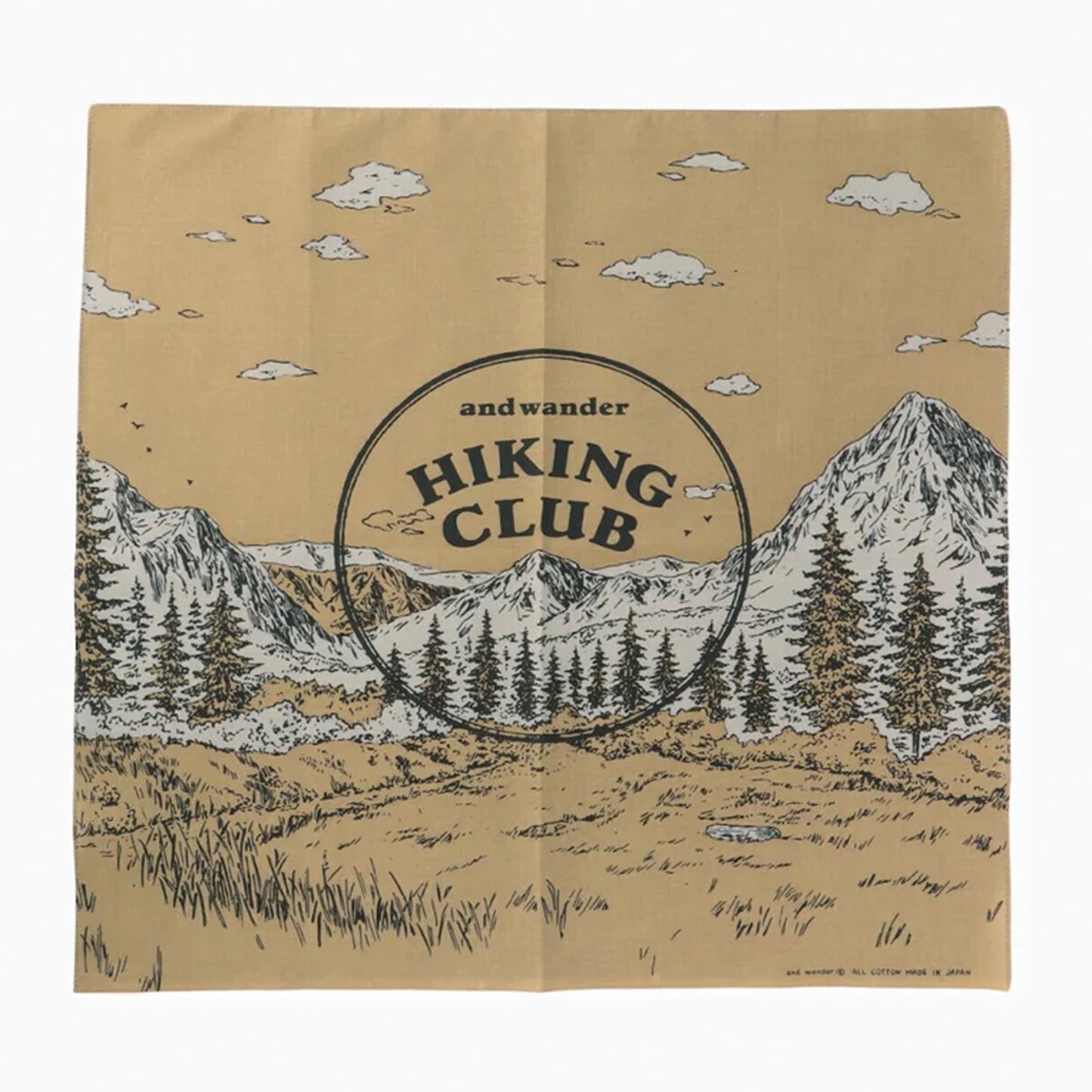 【and wander】アンドワンダー hiking club bandanna "Beige" ※ネコポス可