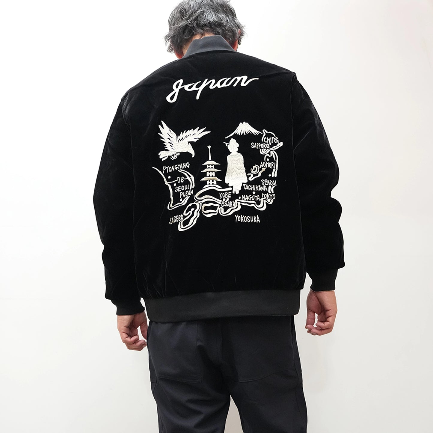 【TAION】タイオン unisex Japan Special Reversible Sukajan Down Jacket "Black×Silver×Beige"