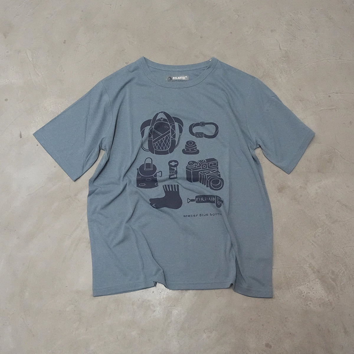 PEAT GRAY Sアトリエブルーボトル　ハイカーズtシャツ atelier Blue bottle アトリエブルーボトル Hiker's TEC-T (ブルボの