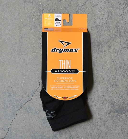 【drymax】ドライマックス Thin Running 1/4 Crew "Black" ※ネコポス可