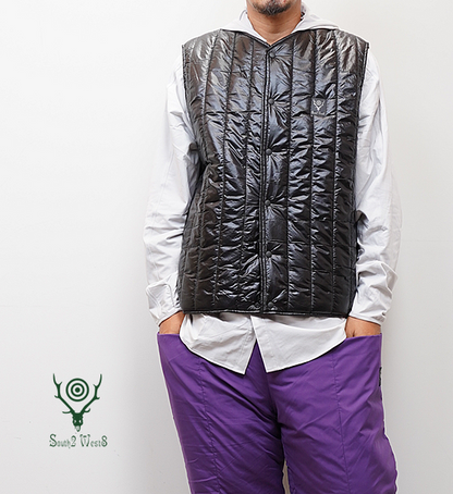 【South2 West8】サウスツーウエストエイト men's Quilted C/N Vest-Nylon Ripstop "Black"