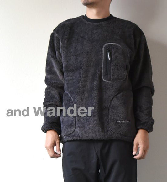 ★30%off 【and wander】アンドワンダー men's high loft fleece pullover ”2Color”