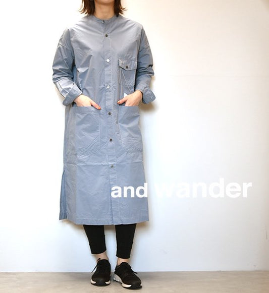 ★30%off 【and wander】アンドワンダー women's CORDURA typewriter long shirt "4Color"