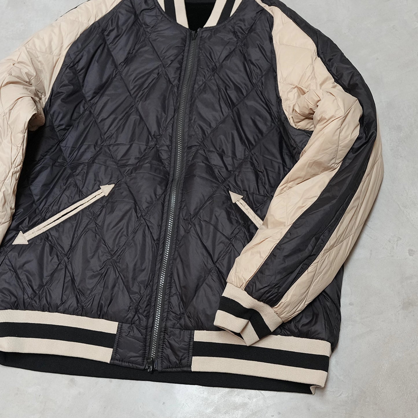 【TAION】タイオン unisex Japan Special Reversible Sukajan Down Jacket "Black×Silver×Beige"