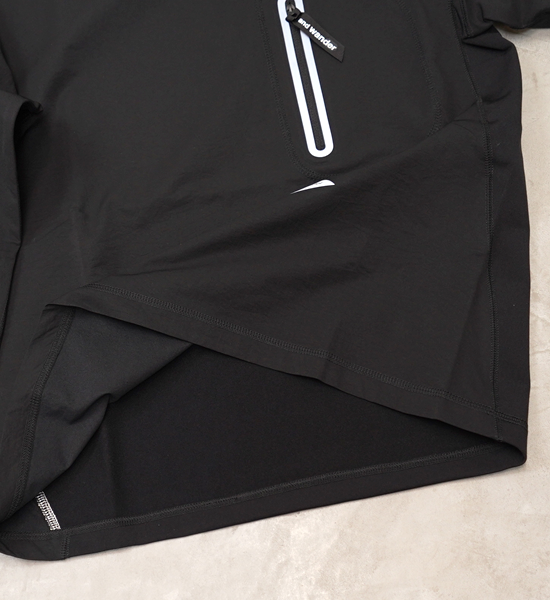 【and wander】アンドワンダー men's hybrid warm pocket LS T "Black"