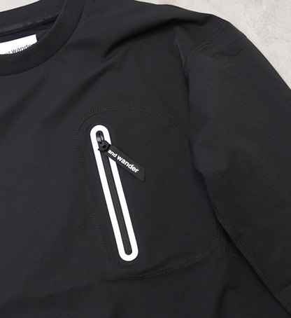 【and wander】アンドワンダー men's hybrid warm pocket LS T "Black"