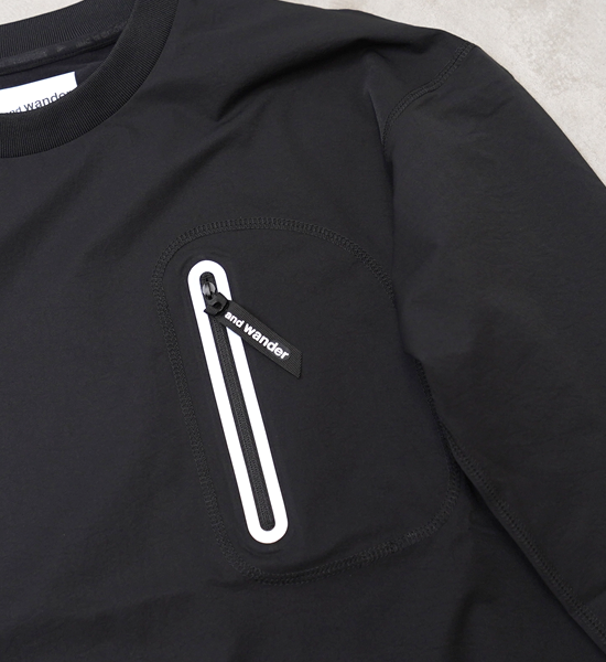 【and wander】アンドワンダー women's hybrid warm pocket LS T "Black"