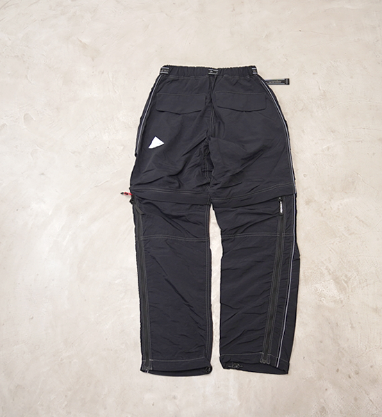 【and wander】アンドワンダー men's NY taffeta hiker 2way pants "Black"