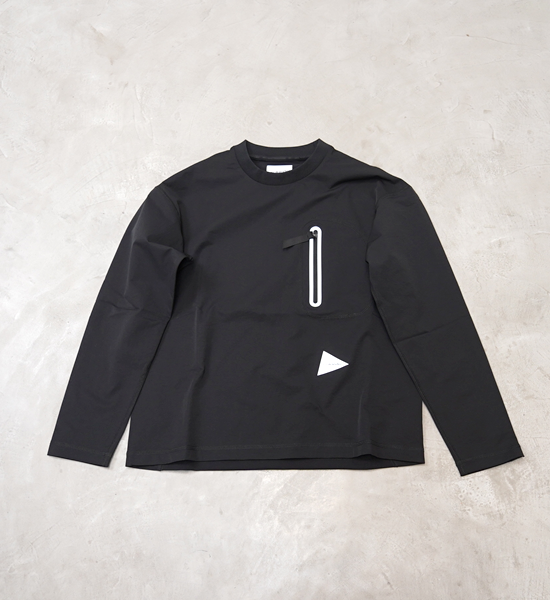 【and wander】アンドワンダー women's hybrid warm pocket LS T "Black"