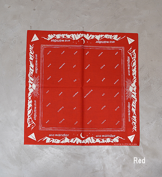 【and wander】アンドワンダー reflective words bandanna "3Color" ※ネコポス可