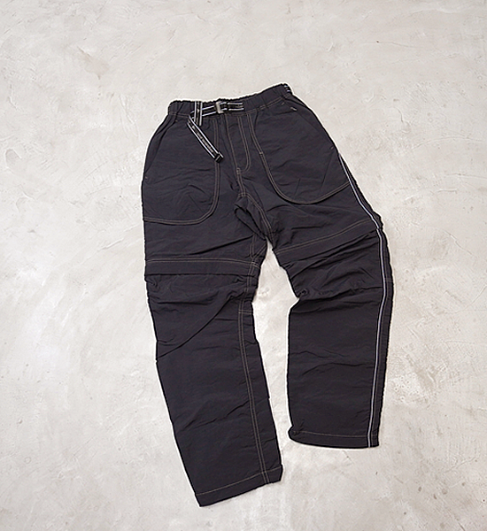 【and wander】アンドワンダー men's NY taffeta hiker 2way pants "Black"