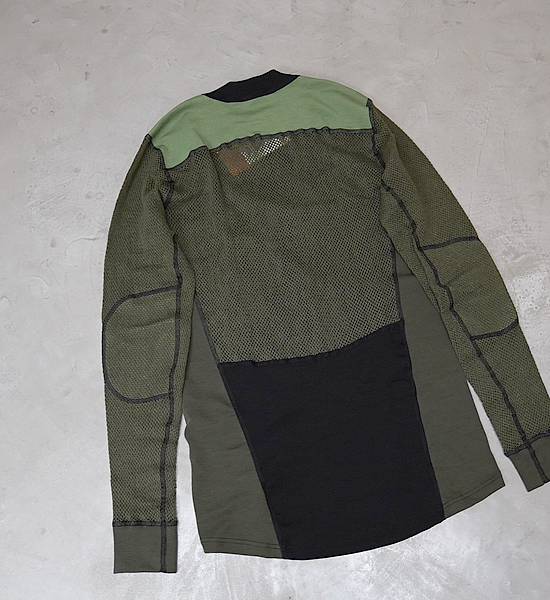 【ACLIMA】アクリマ men's Woolnet Hybrid Crew Neck "Jet Black×Olive Night×Dill"