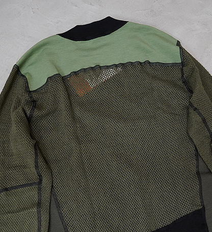 【ACLIMA】アクリマ men's Woolnet Hybrid Crew Neck "Jet Black×Olive Night×Dill"