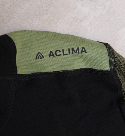 【ACLIMA】アクリマ men's Woolnet Hybrid Crew Neck "Jet Black×Olive Night×Dill"