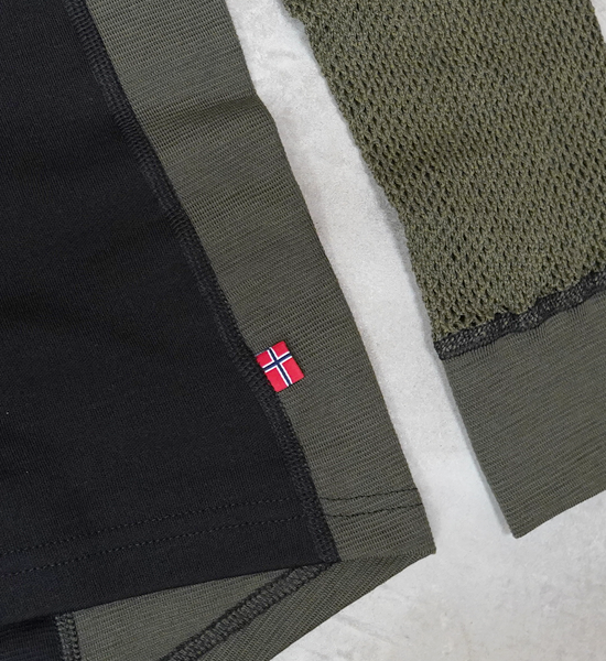 【ACLIMA】アクリマ men's Woolnet Hybrid Crew Neck "Jet Black×Olive Night×Dill"