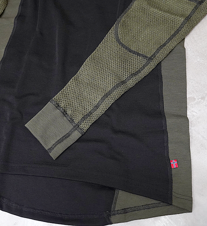 【ACLIMA】アクリマ men's Woolnet Hybrid Crew Neck "Jet Black×Olive Night×Dill"