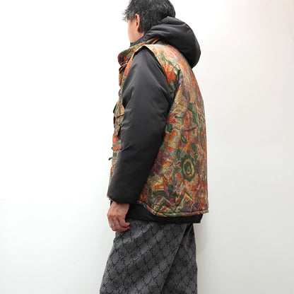 【South2 West8】サウスツーウエストエイト men's Multi-Pocket	Zipped Padding Vest-Cotton Ripstop/Printed "EZO	Forest"