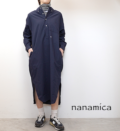 【nanamica】ナナミカ women's Button Down Wind Shirt Dress "Navy"