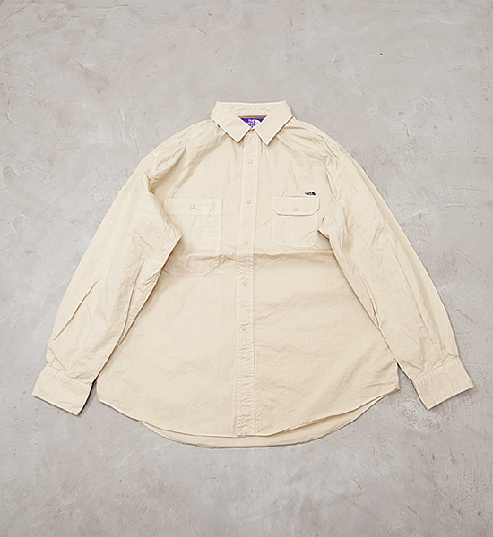 【THE NORTH FACE PURPLE LABEL】ノースフェイスパープルレーベル men's Lightweight Twill Big Work Shirt "Sand Beige"