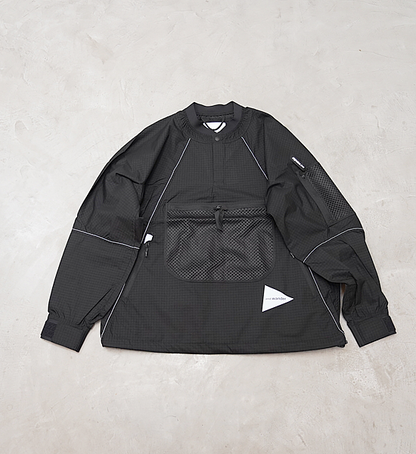 【and wander】アンドワンダー women's breath rip pullover jacket "Black"