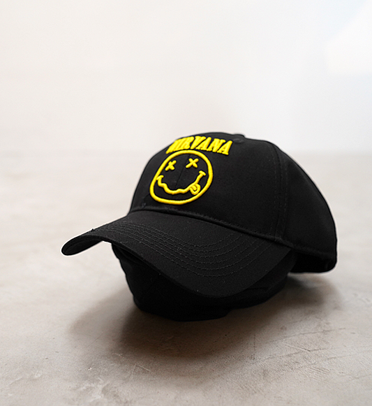 【MUSIC TEE】Nirvana Logo＆Smiley Cap "Black"