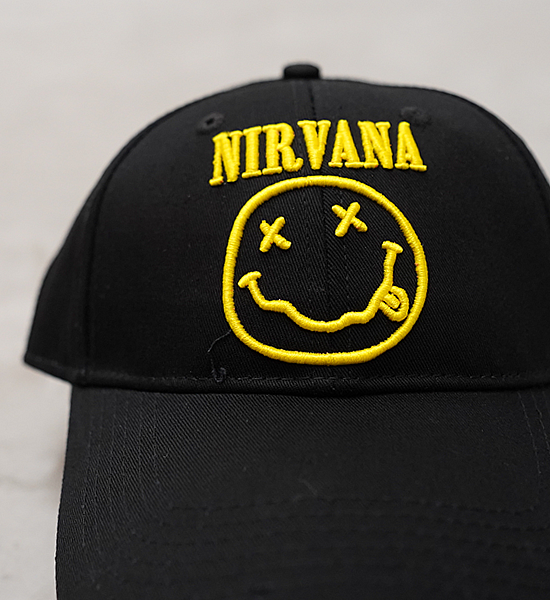 【MUSIC TEE】Nirvana Logo＆Smiley Cap "Black"