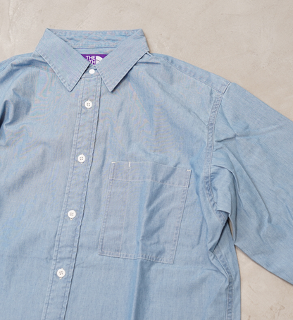 【THE NORTH FACE PURPLE LABEL】ノースフェイスパープルレーベル men's Regular Collar Chambray Field Shirt "Indigo Blue"