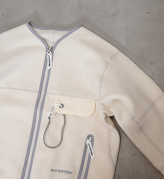 【and wander】アンドワンダー women's wool fleece cardigan "3Color"
