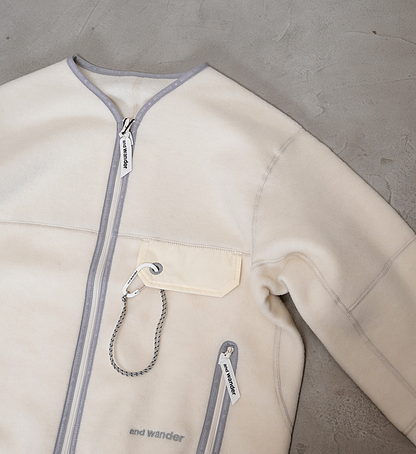 【and wander】アンドワンダー women's wool fleece cardigan "3Color"