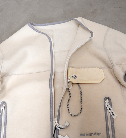 【and wander】アンドワンダー women's wool fleece cardigan "3Color"