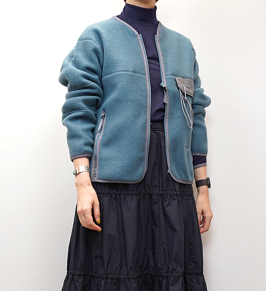 【and wander】アンドワンダー women's wool fleece cardigan "3Color"