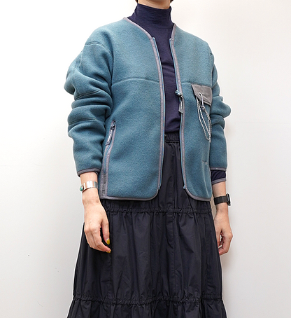 【and wander】アンドワンダー women's wool fleece cardigan "3Color"