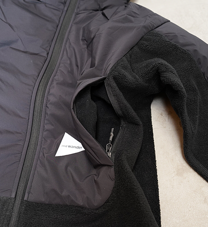 【and wander】アンドワンダー men's top fleece jacket "Black"