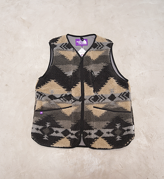 【THE NORTH FACE PURPLE LABEL】ノースフェイスパープルレーベル men's NP Wool Boa WINDSTOPPER Field Vest "Gray"