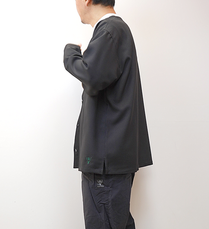 【South2 West8】サウスツーウエストエイト S.S. V Neck Cardigan-Poly Oxford "Black"