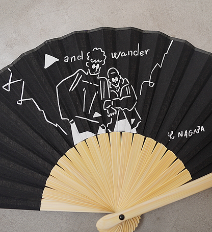 【and wander】アンドワンダー Yu Nagaba folding hand fan "Black" ※ネコポス可