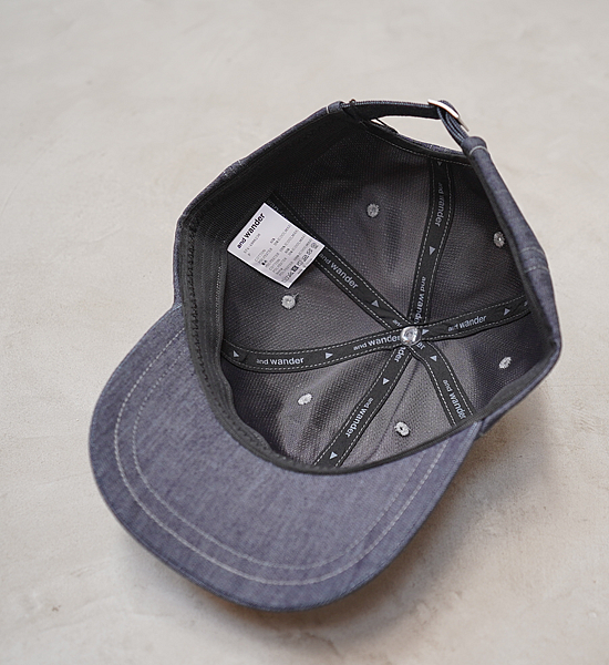 【and wander】アンドワンダー dry denim cap "Navy"