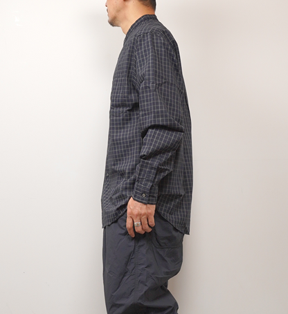 【nanamica】ナナミカ men's Band Collar Panama Plaid Shirt "Navy"