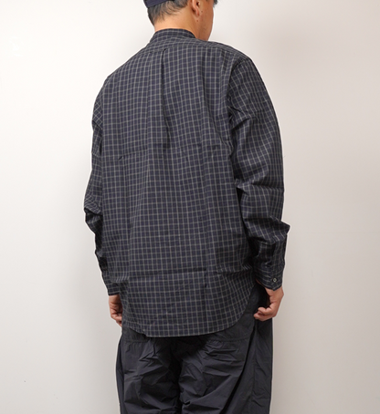 【nanamica】ナナミカ men's Band Collar Panama Plaid Shirt "Navy"