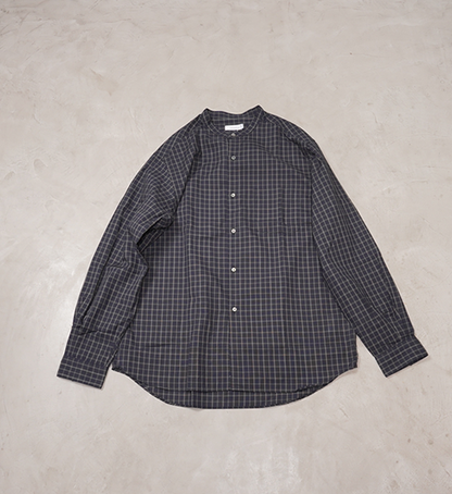 【nanamica】ナナミカ men's Band Collar Panama Plaid Shirt "Navy"