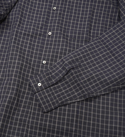 【nanamica】ナナミカ men's Band Collar Panama Plaid Shirt "Navy"