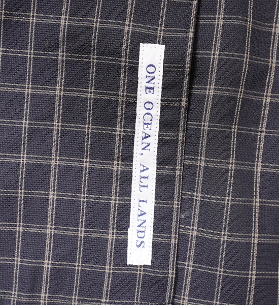 【nanamica】ナナミカ men's Band Collar Panama Plaid Shirt "Navy"