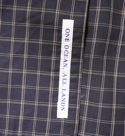 【nanamica】ナナミカ men's Band Collar Panama Plaid Shirt "Navy"