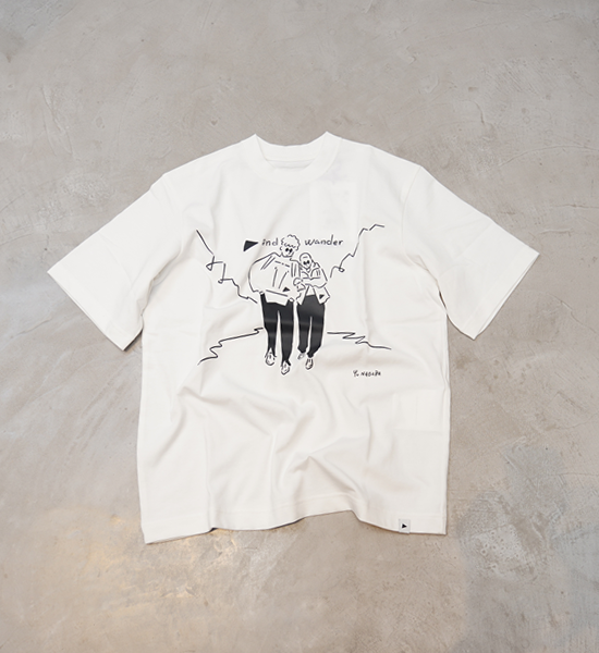 【and wander】アンドワンダー women's Yu Nagaba printed T "White"  ※ネコポス可