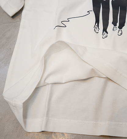 【and wander】アンドワンダー women's Yu Nagaba printed T "White"  ※ネコポス可