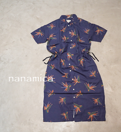 【nanamica】ナナミカ women's Cupra Hemp Aloha Shirt Dress "Navy"