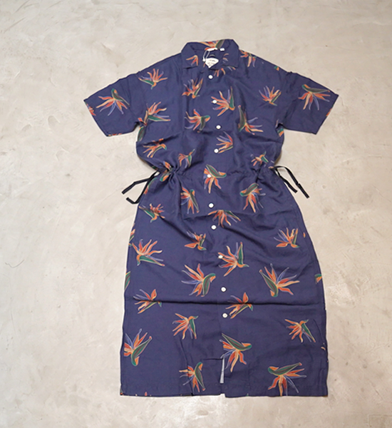 【nanamica】ナナミカ women's Cupra Hemp Aloha Shirt Dress "Navy"