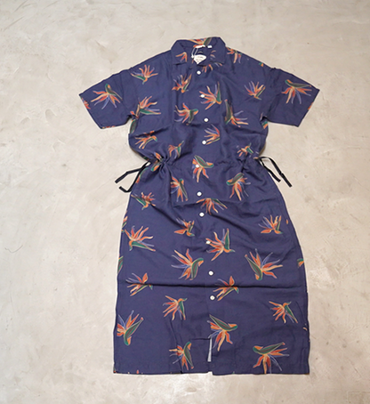 【nanamica】ナナミカ women's Cupra Hemp Aloha Shirt Dress "Navy"