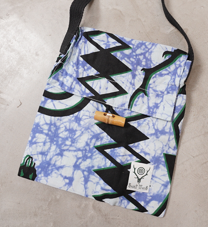 【South2 West8】サウスツーウエストエイト String Bag-Cotton Cloth/Batik Printed "Skull&Target" ※ネコポス可