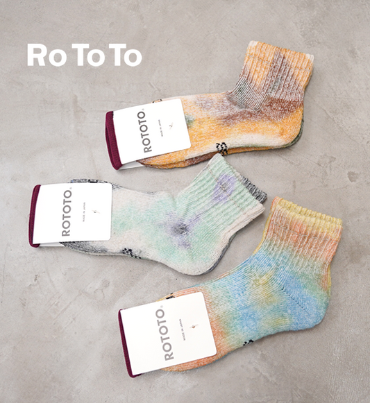 【ROTOTO】ロトト Hemp Organic Cotton Pile Ankle Socks "Tie Dye" "3Color" ※ネコポス可